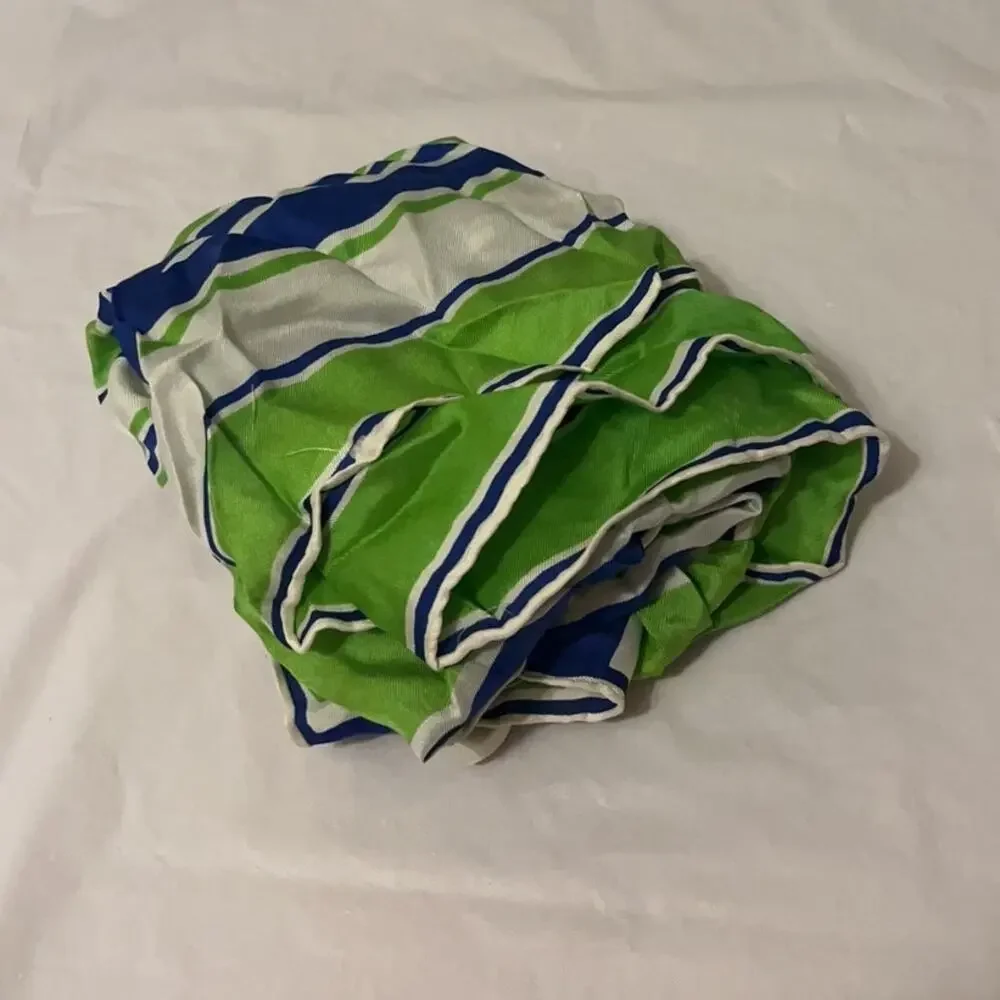 Vintage Vera Neumann Scarf - Signed - Hand Rolled Made in Japan - Green & Blue
